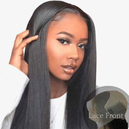 azul hair collection lace front hd film lace wig on a model
