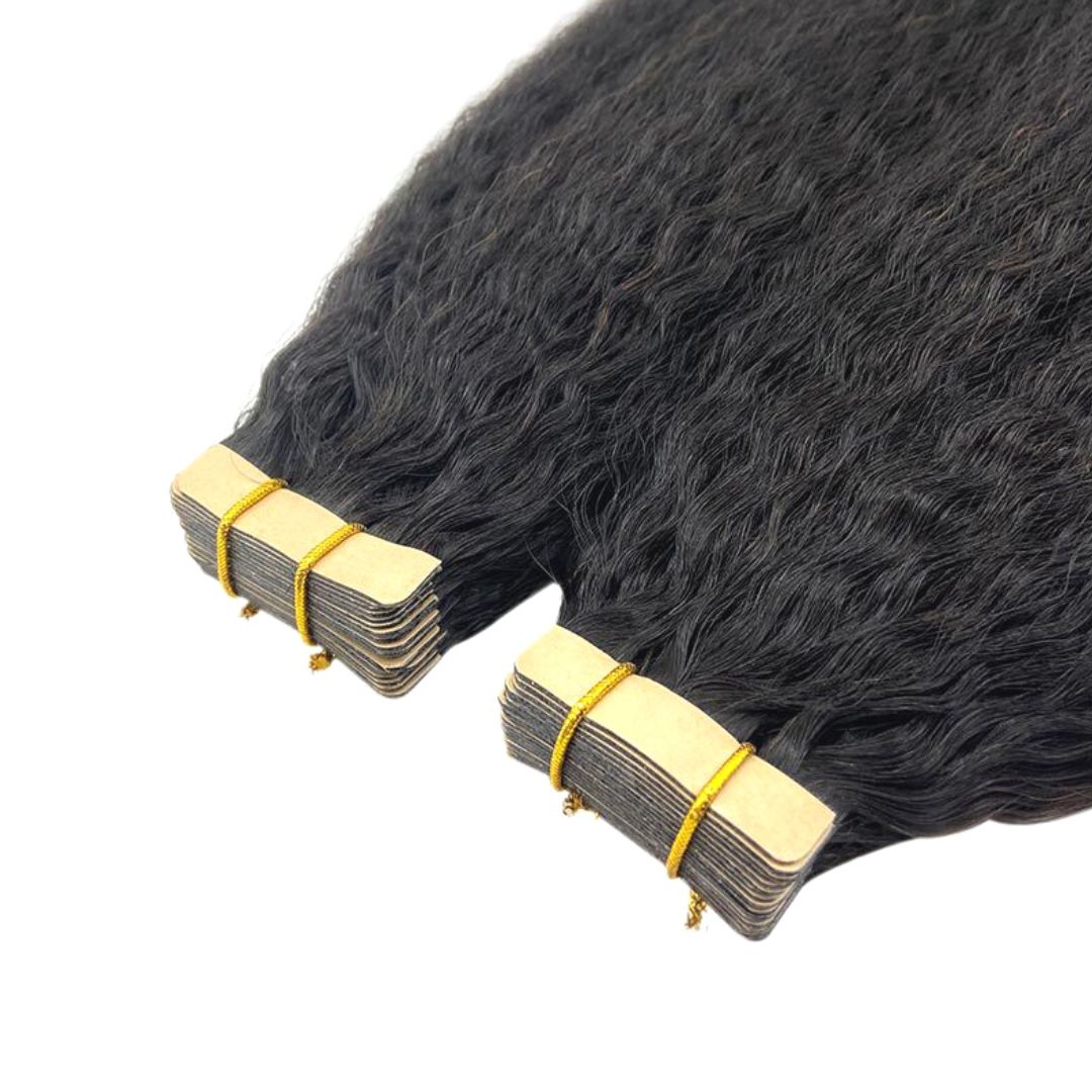 Brazilian Tape In Hair Extensions -100 Grams -  Kinky Straight Style