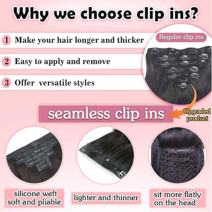 Brazilian Seamless Clip In Hair Extensions - Straight Style